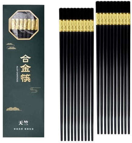 BRISKORE 10 Paar Essstäbchen Spülmaschinenfest, Chinesische Stäbchen zum Essen, Wiederverwendbar Sushi Stäbchen Set Chopsticks China Stäbchen, Legierung Japanische Essstäbchen Kochstäbchen Esstäbchen