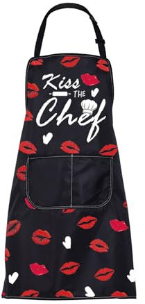 ENSIANTH Kiss The Chef Apron Gifts for Cooking Lovers Kitchen Chef Apron with Pockets Funny Cooking Gift Chef Appreciation Gift