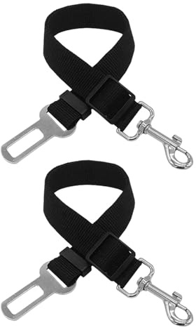 KRYMSON Lot de 2 ceintures de sécurité pour chien - Noir, 66 x 2,5 cm - Réglable de 45 à 66 cm - Pour chiens de petite et moyenne taille