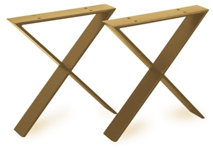 modern LOFT art Bankbeine Tischbeine - DIY Möbelfüße 100x10cm Gold - Moderner Industrie-Look für Ihr Wohnzimmer - Metall Industrial Tisch Bank Sitzbank Couchtisch Kufen - Breite 30cm, Höhe 42cm