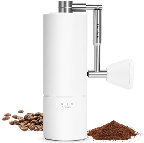 TIMEMORE Chestnut C3s PRO Kaffeemühle Manuell, Upgrade Integrierte Ganzmetallgehäuse, Handkaffeemühle mit klappbarem Griff, für Espresso bis French Press - Weiß