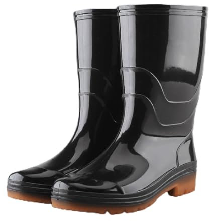 Bottes de pluie pour homme - Bottes en caoutchouc pour homme - 43 voiles - Bottes de jardin imperméables - Semelle plate - Antidérapantes - Résistantes à l'usure - Chaussures de travail confortables -