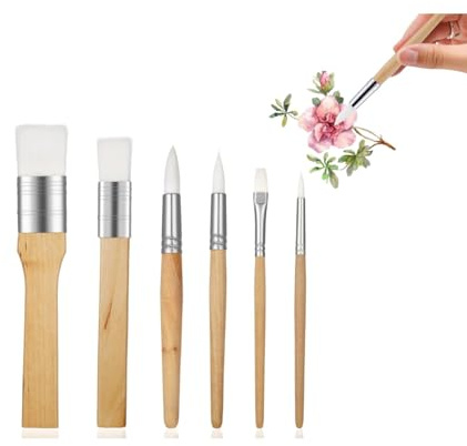 JOYVOX Premium Artist Paint Brush Set - 6 Wooden Brushes for Acrylic, Watercolor, and Oil Painting, Thin, Craft, Gouache, and Watercolour Brushes for Fine Detail Artwork