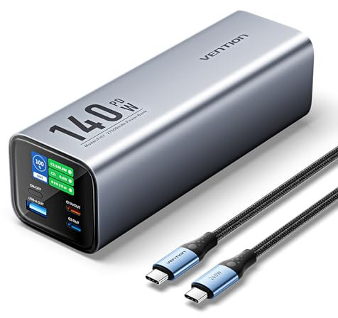 VENTION Batterie Externe 27000mAh 140W, Power Bank USB C Charge Rapide 3 Ports avec Écran Numérique, Powerbank pour Ordinateur Portable, iPhone 16, 15, 14, 13, MacBook Pro, Galaxy S25, iPad