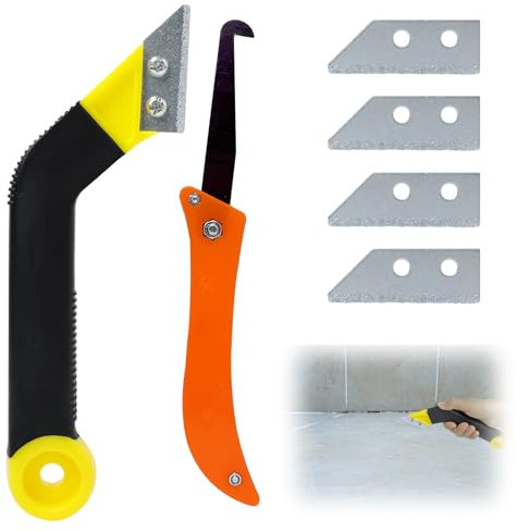 Raschietto Fughe Piastrelle, Strumento per Rimozione Delle Fughe, Set di Utensili per Rimuovi Fughe Piastrelle con 4 Lame di Ricambio, Pulisci Fughe per Giunti Del Bagno,Cucina, Fughe la Pulizia Delle