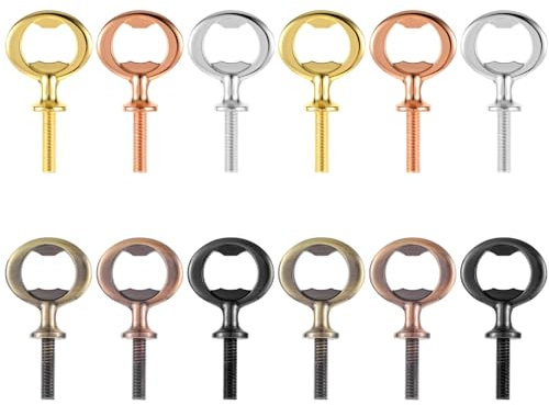 12 Pcs Metal Bottle Opener Blank Stainless Steel Flat Bottle Opener Inserts Kit Threaded Beer Opener Hardware for Wedding Wine Party Wood Turning DIY Handmade Project Craft