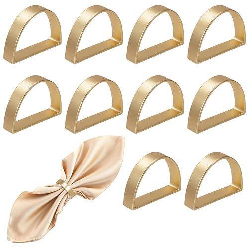 Anelli Portatovaglioli 10 Pezzi Portatovaglioli in Metallo Anelli per Tovaglioli da Tavola Semicerchio per la Decorazione Tavola Matrimonio Cena di Natale 4.8 x 3.3 cm Oro