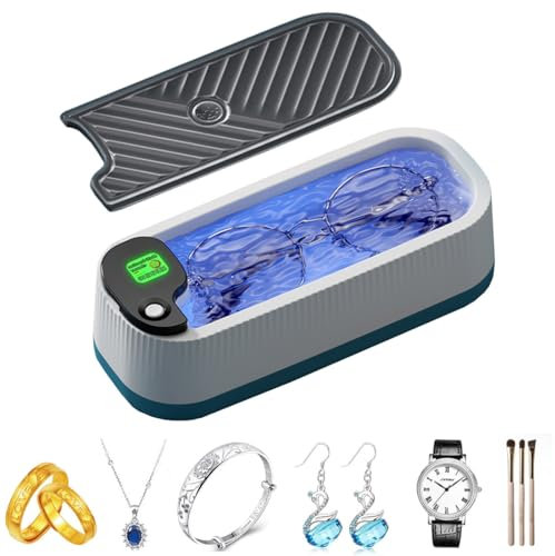 Lcxecnw Machine de Nettoyage à ultrasons pour Bijoux,Nettoyage Professionnel à Un Seul Bouton,pour Lunettes,Bijoux,bagues,argenterie,Colliers,Boucles d'oreilles et Montres