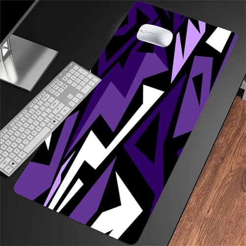 Alfombrilla de Ratón Grande 1200x600x2mm – Mouse Pad Gaming XXL - Mejorar la precisión y la Velocidad - Antideslizante Alfombrilla Escritorio - para Ratón y Teclado (Púrpura Negro Blanco)