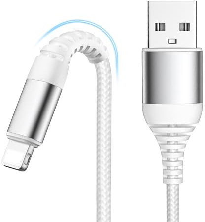 LumFocus Câble iPhone, 2M Cable Chargeur iphone Certifié MFi Nylon Tressé Fil,Cable iphone Lightning, Cable iPhone USB Charge Rapide Cordon pour iPhone 14 13 12 11 Pro Max Mini XS XR X 8 7 6 6s SE