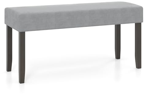 Giantex 40.5 Upholstered Entryway Bench with Padded Seat & Solid Rubber Wood Legs, Load 400Lbs, Indoor Velvet Dining Bench for Living Room, Kitchen, End of Bed, Hallway