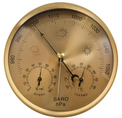 Agwuoetr Dial Barometer Thermometer Hygrometer Dial Barometer Metal+ABS+Acrylic for Home, Wall Decor, Baby Room, Fishing 1 Piece