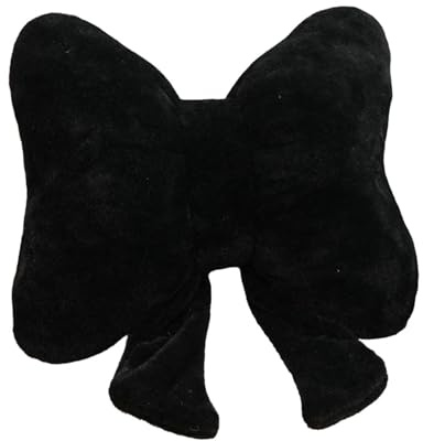 FytStycale Schleifenkissen, Weihnachtsdekorationskissen, weiches Plüschkissen für Sofa & Couch, kuscheliges Schleifenkissen, ideal für Wohnzimmer, Schlafzimmer, Kinderzimmer, Schwarz - 38×32cm
