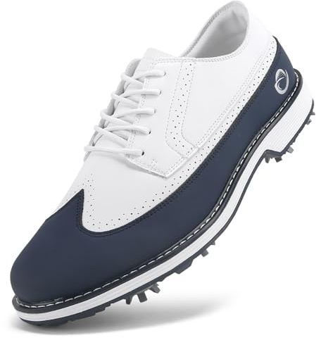 PENXZT Herr 9 Spikes Golfskor Vattentäta Sport Sneakers,B,45 EU