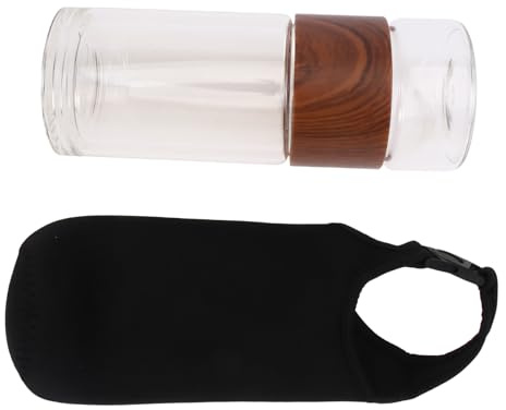 Hemobllo Bicchiere da Tè con Infusore in Vetro Doppio Bottiglia Termica per Tè Caldo o Freddo Design Isolante per Picnic e Viaggi