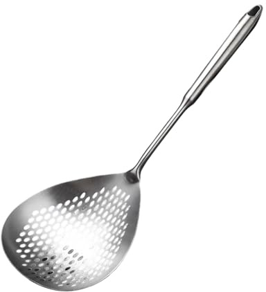 Cucchiaio per schiumarola in acciaio inox con manico, colino grande, per scolare e sbollentare