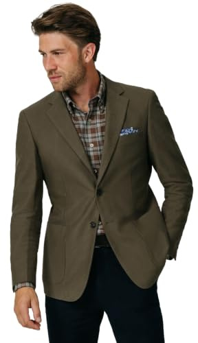 Dobell Mens Olive Moleskin Jacket Regular Fit 100% Cotton