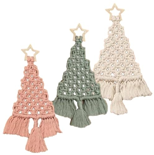 Generisch Weihnachtsbaum Makramee Bastelset,Makramee Christbaumschmuck Handgewebter Weihnachtsschmuck - Deko Set Für Anfänger Männer Jugendliche Wohnheim Wohnzimmer Schlafzimmer