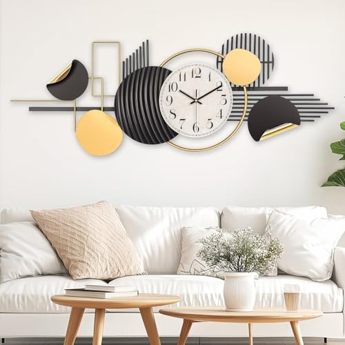 Blissio 2025 Wanddeko Metall, Wanddekoration, Einfaches Geometrisches Design - Metall Wanddeko, für Wohnzimmer,Eingang,Schlafzimmer Heim Wand Deko - Am Besten Zum Verschenken (Schwarz - 98Lx40Bcm)