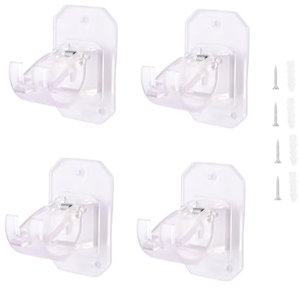 Tinsellns 4 Pezzi Ganci per Tende Senza Bucare, Supporti per Bastoni per Tende, Staffa Autoadesiva per Asta Tende Trasparente, Senza Fori, Adatto per Cucine, Bagni e Finestre