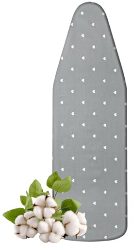 BOOSHMall Bügeltischbezug mit Dicker Polsterung, Bügeltischbezug aus Baumwolle, Rundum-Elastikband, Klettverschlüsse, Bügelbezug für 105-118x30-37cm Bügelbrett Bezugfür Dampfbügelstation, Größe S