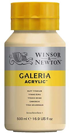 Winsor & Newton 2150060 Galeria Acrylfarbe, hohe Pigmentierung, lichtecht, buttrige Konsistenz, 500 ml Topf - Gelbliches Titan