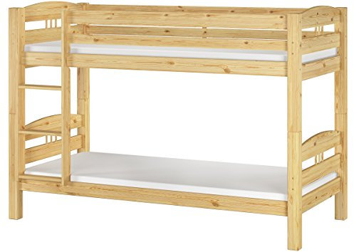 Erst-Holz®Etagenbett Kiefer-Massivholz Natur 90x200 Stockbett Rollroste Matratzen Hochbett 60.10-09 M
