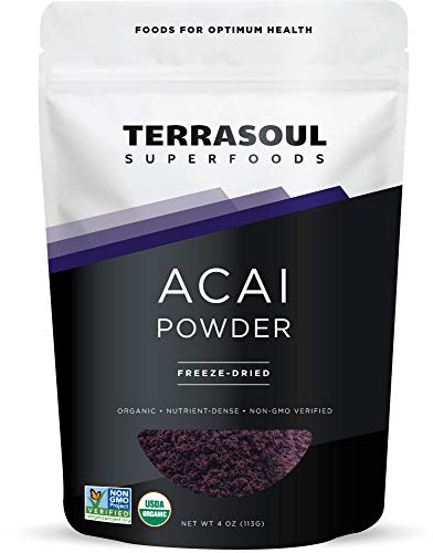 Terrasoul Superfoods Organic Acai Berry Powder, 4 Oz, Freeze-Dried for Freshness, Omega Fats Boost for Smoothie Bowls, and Antioxidant-Packed Superfoods Recipes