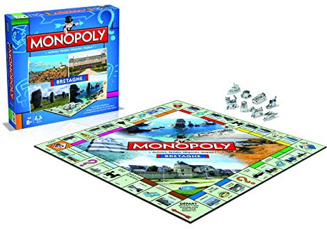Winning Moves - Monopoly Bretagne – Gesellschaftsspiel – Brettspiel – Edition Städte und Regionen – 2 bis 6 Spieler – französische Version
