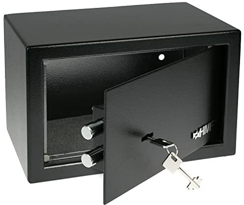 HMF 49200-02 Safe Tresor mit Schlüssel, Möbeltresor | 31 x 20 x 20 cm | Schwarz