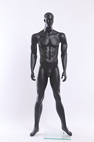 Euroton MA12-8 schwarz lackierte abstrakte Schaufensterpuppe in matt Mannequin Mann Male männliche Schaufensterfigur schwarz matt
