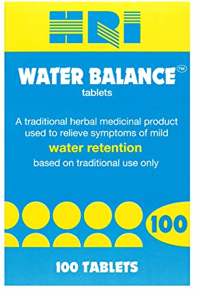 HRI Water Balance 100 Tablets - to Relieve Symptoms of Mild Water Retention. with Dandelion Root, Uva Ursi and Buchu Leaf Extract. 1 Pack