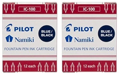 Pilot Namiki IC100 Fountain Pen Ink Cartridges - Blue/Black (Pack of 2)