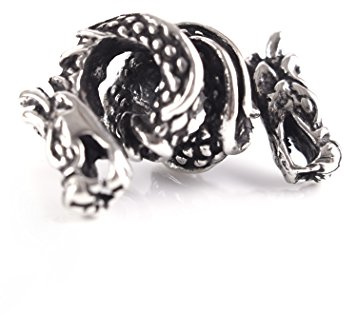 Battle-Merchant Bartperle mit Drachen, 925er Silber, ID Ø 5 mm | Lockenperle, Haarperle, Wikinger, Authentischer Schmuck für Mittelalter-Reenactment, LARP und Historische Kostüme