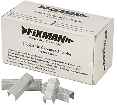 Fixman 983163 10J Heftklammern verzinkt, 11.2 x 10 x 1.16 mm, 5000 Stück