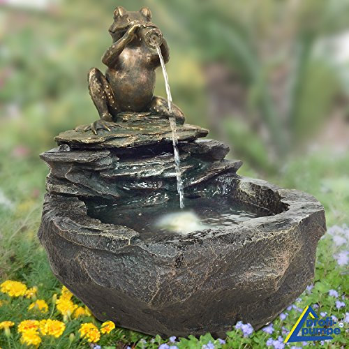 Gartenbrunnen Brunnen Zierbrunnen Zimmerbrunnen Brunnen mit LED-Licht 230V Wasserfall Wasserspiel für Garten, Gartenteich, Terrasse, Teich (006)