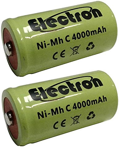 2x Batteria ricaricabile Ni-Mh NiMh C 1/2 mezza torcia 1,2V 4000mAh accumulatore 50x26mm pin