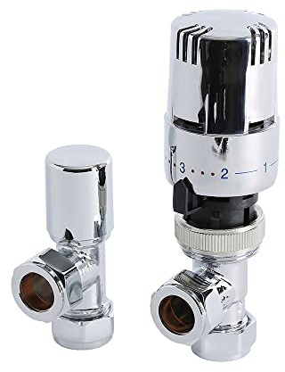 MILANO Chrome Angled Thermostatic Radiator Valves