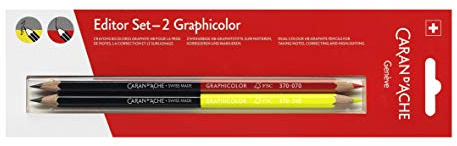 Caran d´Ache 2er Pack Graphicolor Bicolor HB Graphitstifte Rot/Graphit, Gelb/Graphit, Größe: ca. 17cm, 0370.372