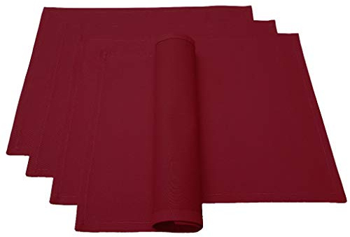 Lemos Home Juego de manteles Individuales, 4 Unidades, Aprox. 46 x 36 cm de algodón, Muchos Colores (Rojo Vino)