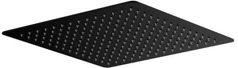 Stilform Lujoso cabezal de ducha de acero inoxidable con boquillas antical, 40 x 40 cm, ultraplano, color negro mate, cabezal de ducha cuadrado empotrable