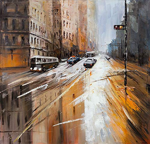 Lienzo impreso con caja americana ABSTRACT CITY STREET Atelier B - Arte horizontal abstracto Edificio Escena de calle Cama Paisaje urbano contemporáneo T Flotante Fram 22_X_23_in