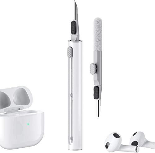 DolDer Reinigungsset für Bluetooth Kopfhörer In Ear, Multifunktionaler Reinigungsstift für Bluetooth-ohrhörer, Reinigungsstift kopfhörer für Airpods,Huawei Samsung MI Ohrhörer (Weiss)