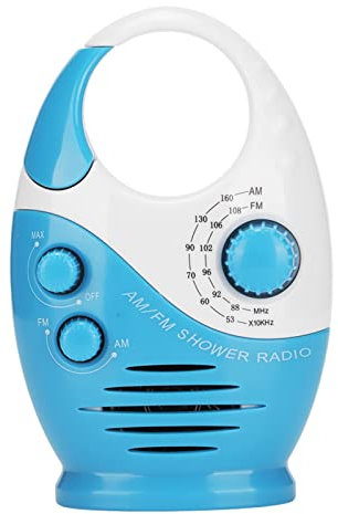 PUSOKEI Radio de Ducha Portátil, Baño Am FM Radio Tipo de Gancho Altavoz de Música de Transmisión a Prueba de Agua Radio con Batería, Altavoz de Radio Compacto con Micrófono