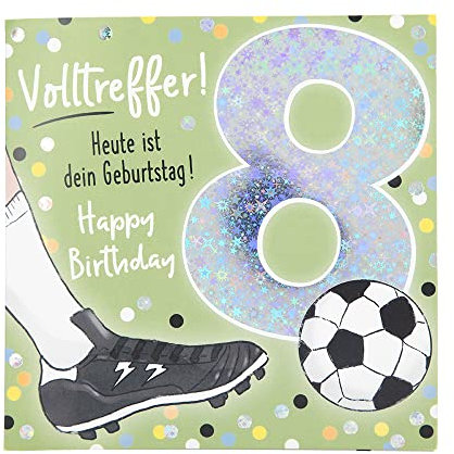 Depesche 11515-016 Zahlenkarte zum 8. Geburtstag mit Musik, veredelte Klappkarte mit originellem Innentext, inkl. Umschlag, Format 15,5 x 15,5 cm, mehrfarbig