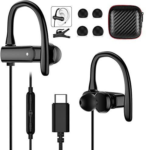 iMangoo USB C Kopfhörer Open Ear für iPhone 17 16e Galaxy S26 A36 A17 A57 | Typ C Kopfhörer Sportkopfhörer mit Kabel Mikrofon in Ear USB C Headset Ohrhörer für Oneplus 15 für Pixel 10a 9a 8a POCO X8Pro