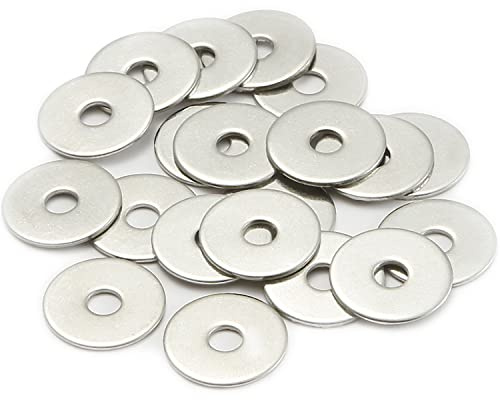 AMLOOPH M6 Washers, M6 x 18mm A2 Stainless Steel Flat Penny Washers 50Pack | Metal Flat Washers Thickness 1.5mm, Large OD Plain Wide Metal Round Flat Spacer Repair Washer for Screws Bolts