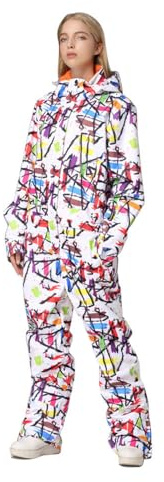 HOTIAN Damen Schneeanzug, Damen Einteiler Skioverall Wasserdicht Winddicht Winter Warme Einteiliger Skioverall,für Wandern Klettern Isoliertes Snowboarden