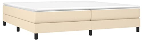 vidaXL Boxspring-sängram gräddvit 200x200 cm tyg