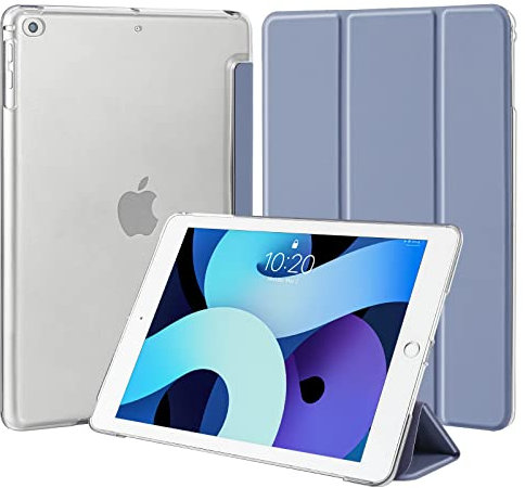 4UBonLife Custodia per iPad 6a /5a Generazione 9,7 Pollici 2018/2017, per iPad Air 1 2013/Air 2 2014 Cover Protettiva Rigida, Sottile e Leggera con Traslucida Posteriore Opaca Cover, Grigio Lavanda